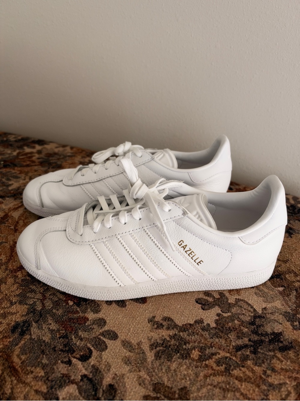 Adidas Gazelle Classic Leather Sneakers in White Gold BB5498